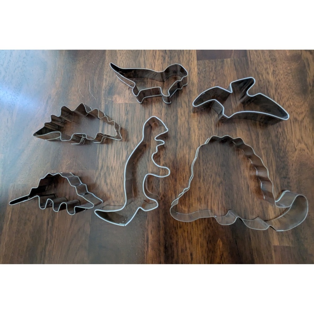 6 Piece Dinosaur Cookie Cutter Set Stainless Steel Back to School